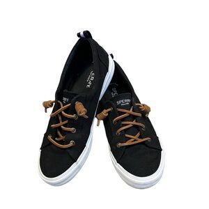 Women’s Sperry Top Sider Memory Foam Shoes, Canvas, Black and Tan, Size 8